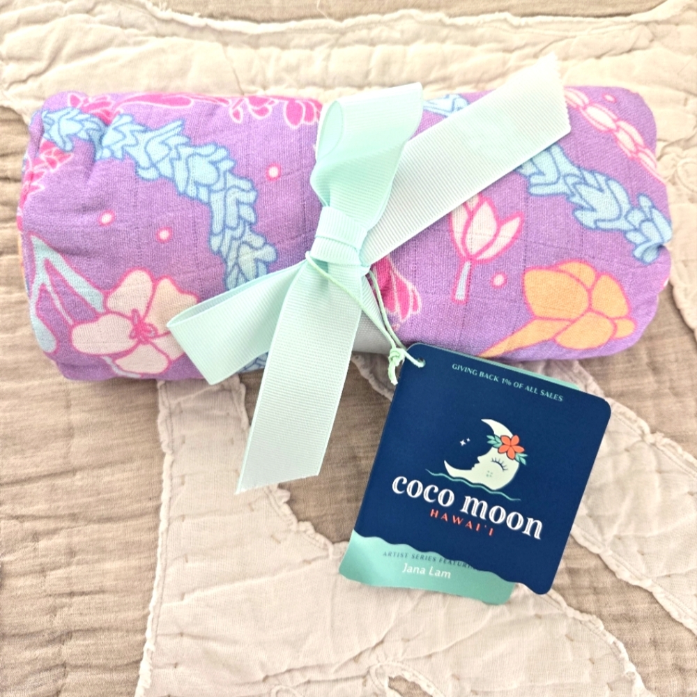 Coco moon Hawaii Jana Lam Lei Day Muslin Swaddle Blanket